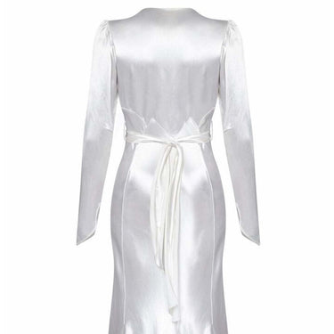ARCHIVE - 1930s Long Sleeved White Silk Satin Bias Cut Wedding Dress