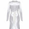1930s Long Sleeved White Silk Satin Bias Cut Wedding Dress