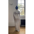 1930s Long Sleeved White Silk Satin Bias Cut Wedding Dress