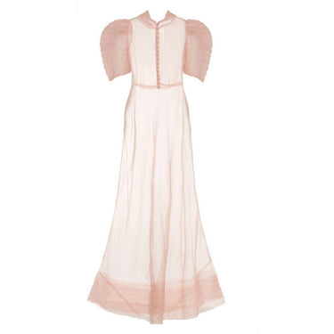 ARCHIVE - 1930s Sheer Pink Organza Tea Gown with Slip