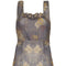 1930s Soft Grey and Gold Lame Floral Print Dress With Empire Waistband
