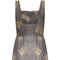1930s Soft Grey and Gold Lame Floral Print Dress With Empire Waistband