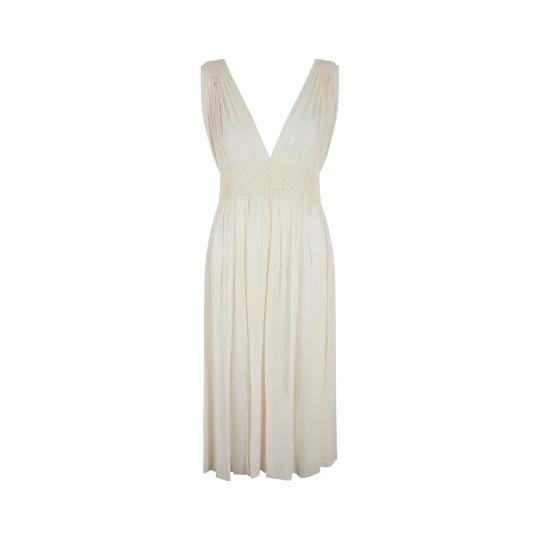 1930s Cream Silk Crepe Smocked Night Dress