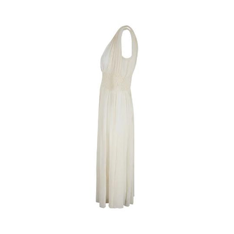 1930s Cream Silk Crepe Smocked Night Dress