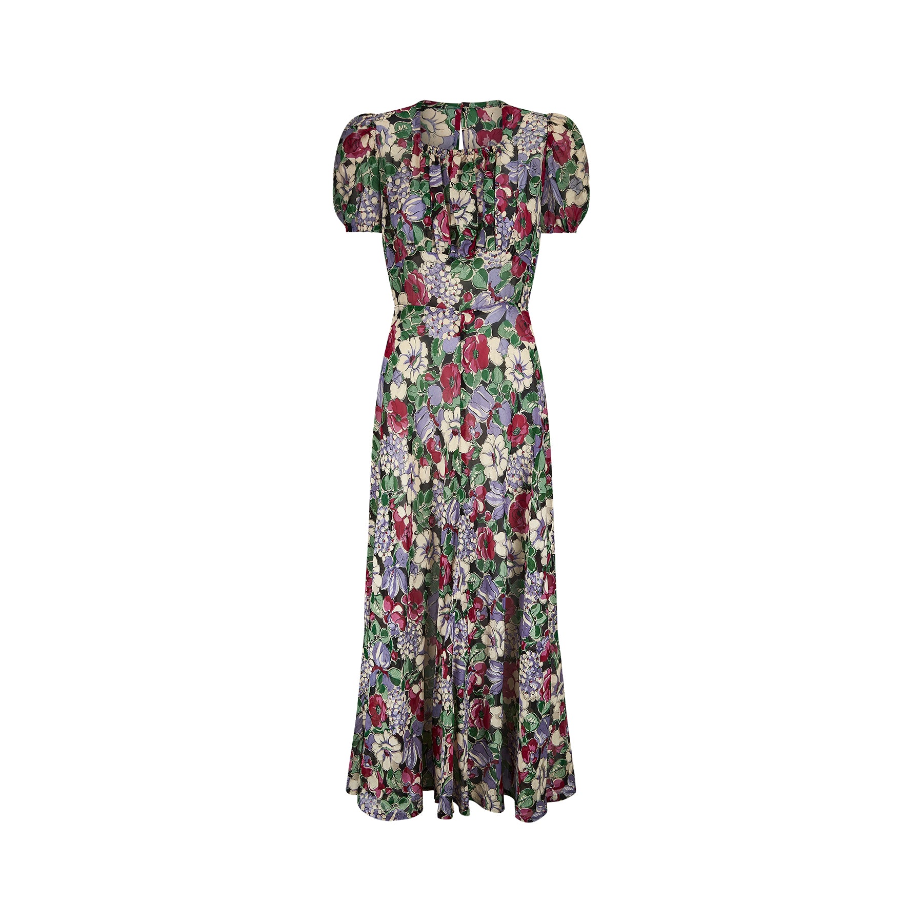 ARCHIVE - 1930s Floral Georgette Full Length Tea Dress