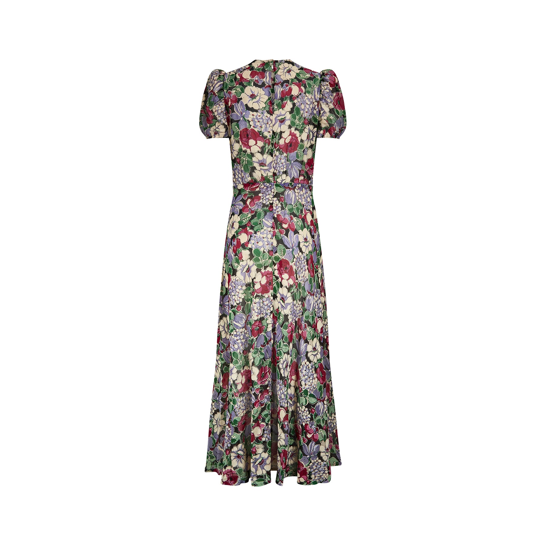 ARCHIVE - 1930s Floral Georgette Full Length Tea Dress