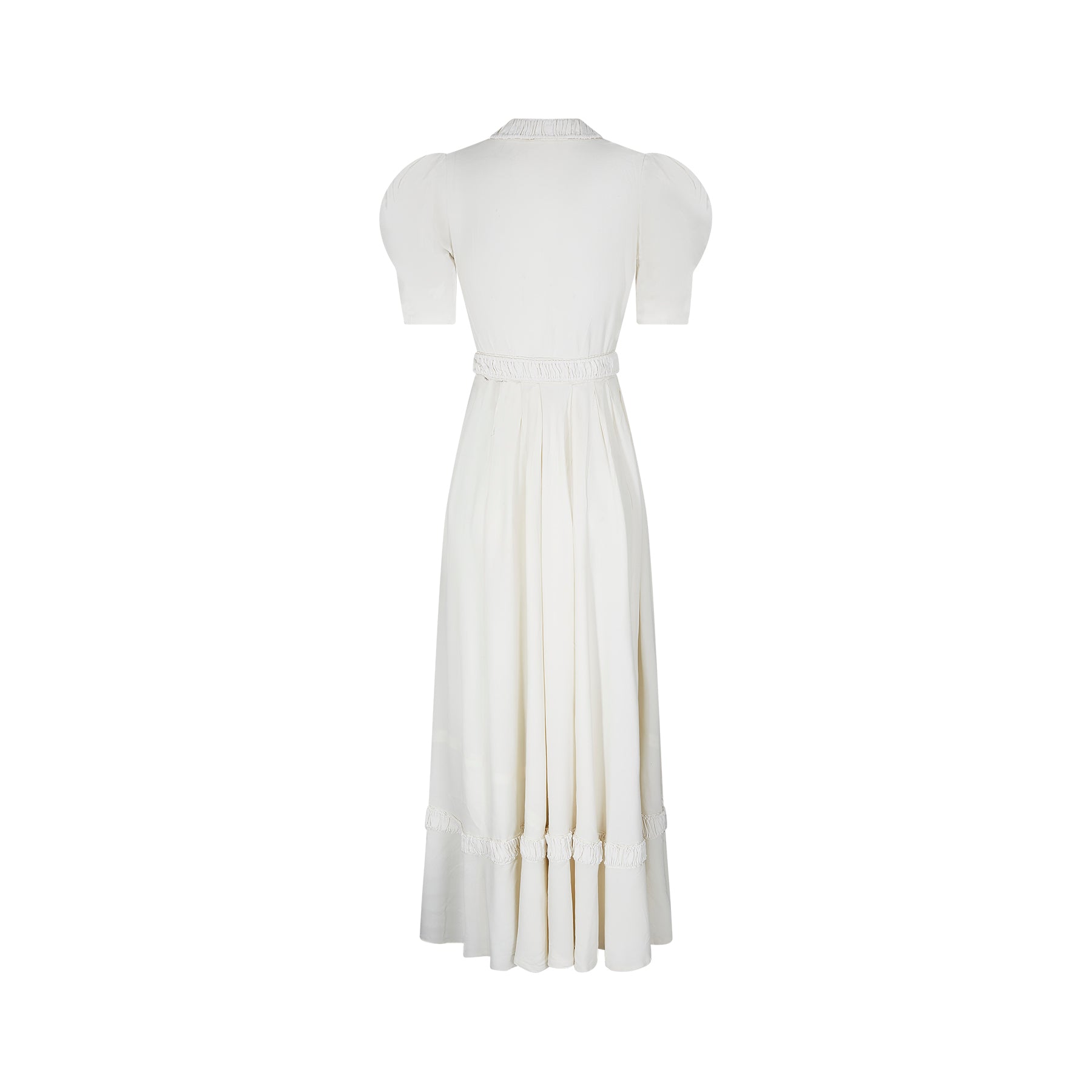 Late 1930s Early 1940s White Crepe Wedding Dress