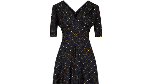 ARCHIVE - 1940s Claire McCardell by Townley Navy Circle Print Dress