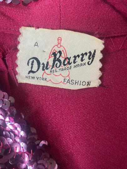 1940s Du Barry Raspberry Sequin Shirtwaister Dress