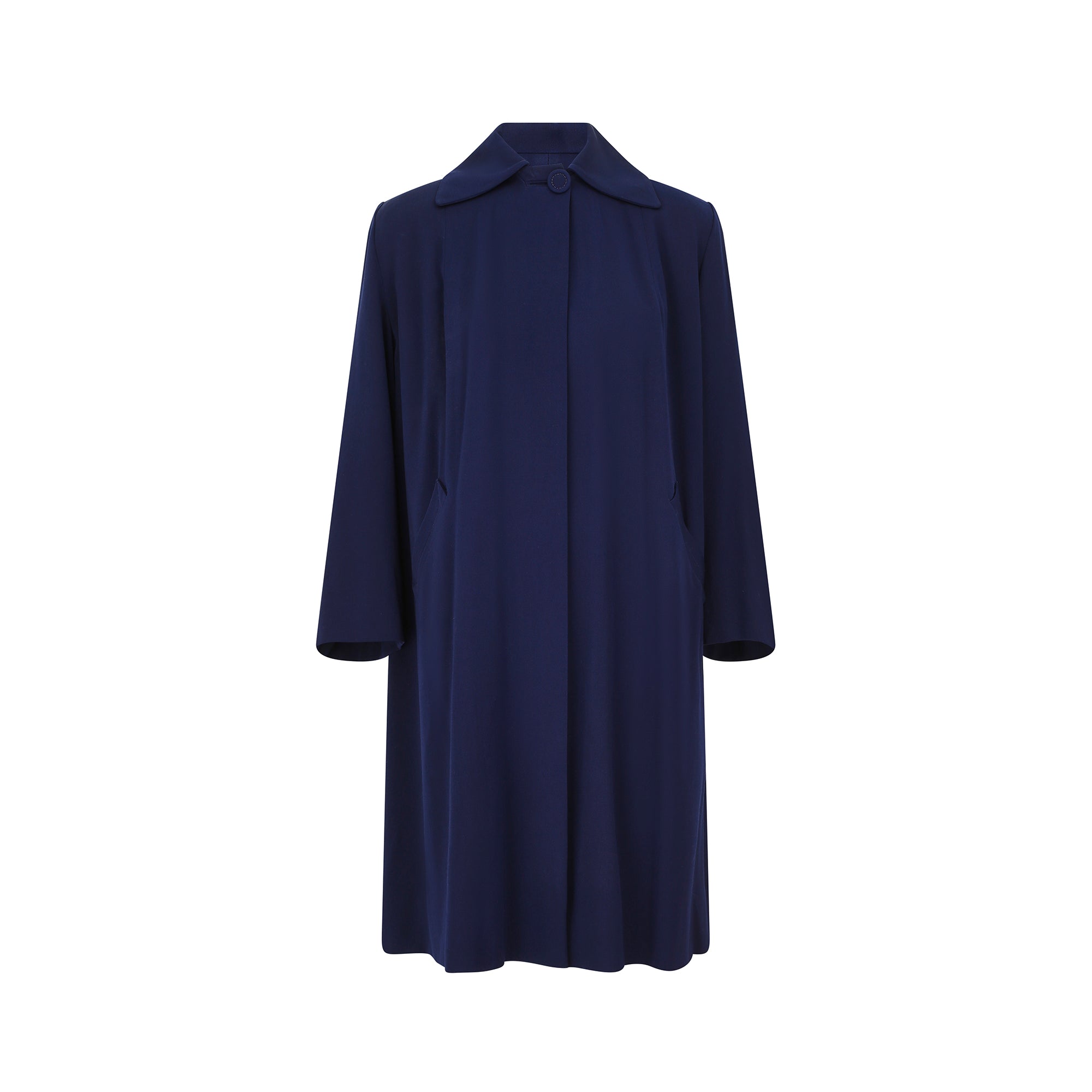 1940s Miss Los Angeles Forstmann Navy Wool Swing Coat