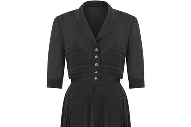 1940s Haute Couture Black Silk Dress