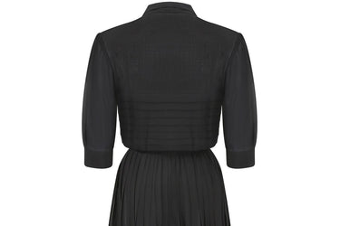 1940s Haute Couture Black Silk Dress