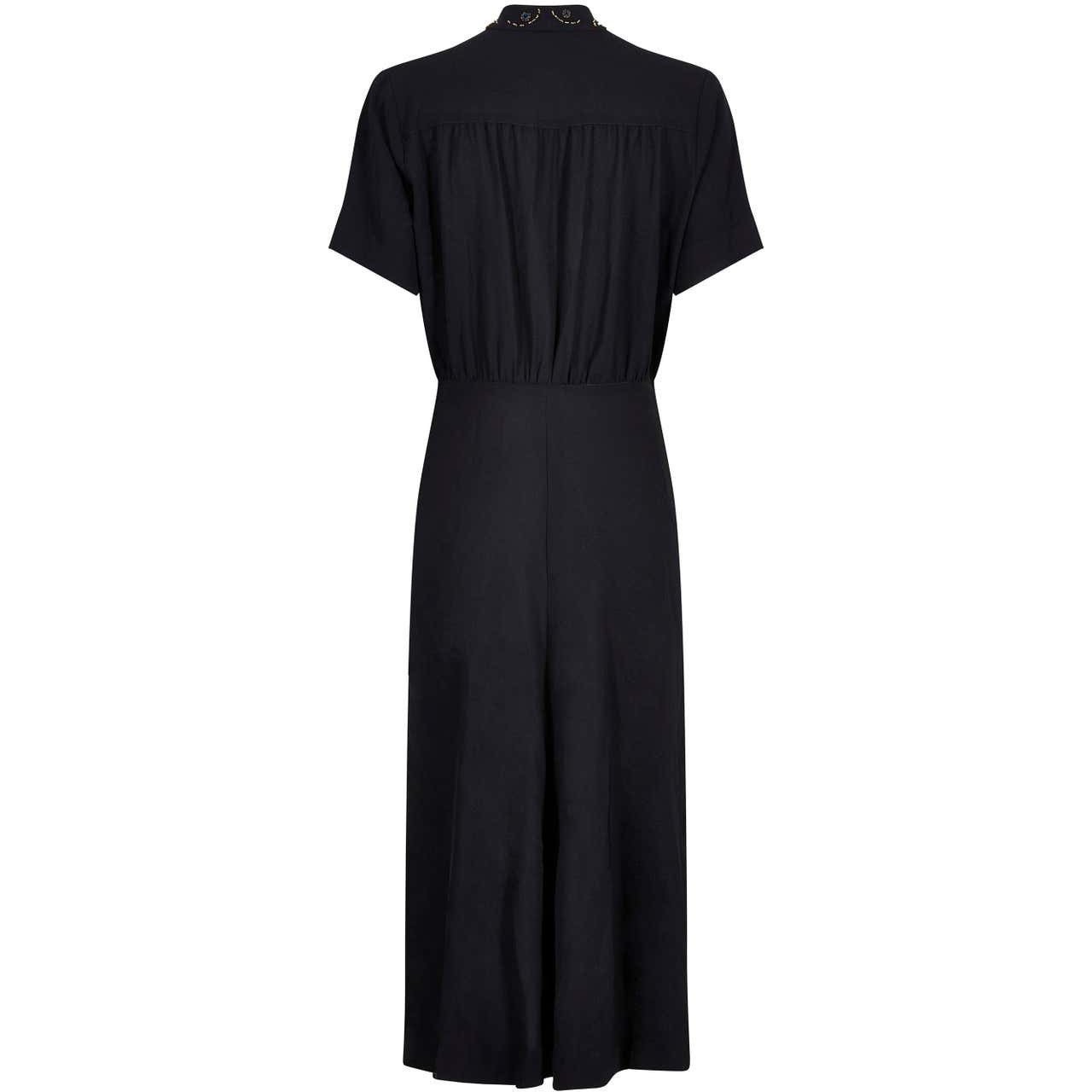 1940s Black Crepe Comet Design Beaded Dress