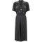 1940s Black Crepe Comet Design Beaded Dress