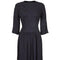 1940s Embroidered Black Rayon Dress