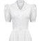 1940s French White Cotton Dress With Eyelet Work