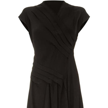 ARCHIVE - 1940s Long Pleated Black Crepe Dress