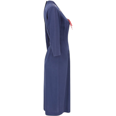 ARCHIVE - 1940s Minx Mode Navy Patriotic Dress With Checkered Ribbon