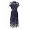 1940s Navy And White Polkadot Dress With Bow Detail and Waist Tie
