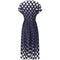 1940s Navy And White Polkadot Dress With Bow Detail and Waist Tie