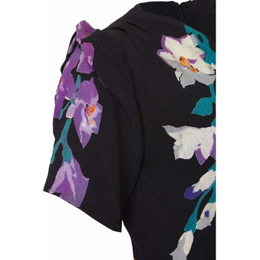 ARCHIVE - 1940s Navy Floral Print Silk Crepe Dress with Peephole Neckline