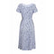 1940s Pale Blue Rayon Dress With Navy And White Pebble Print