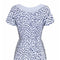 1940s Pale Blue Rayon Dress With Navy And White Pebble Print