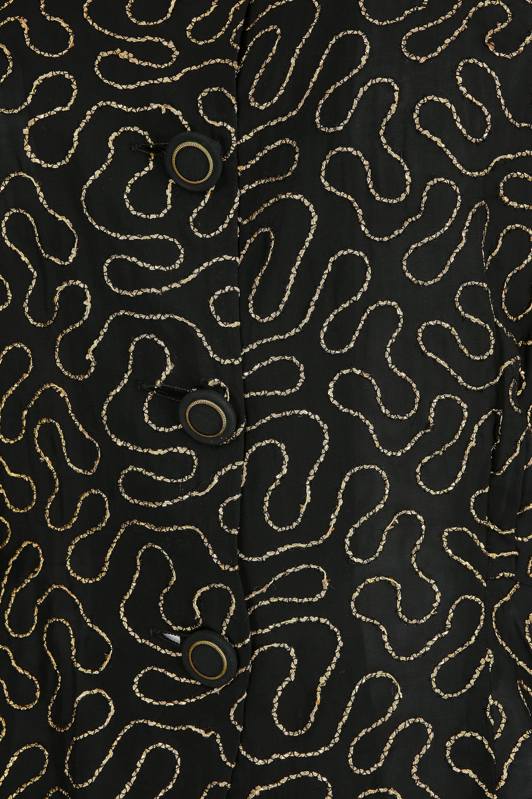 1940s Black and Gold Lame Blouse