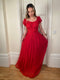 1940s Norman Young Red Georgette Maxi Dress