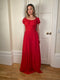 1940s Norman Young Red Georgette Maxi Dress