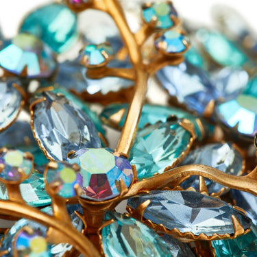 1950s Blue and Turquoise Large Floral Spray Brooch