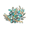 1950s Blue and Turquoise Large Floral Spray Brooch