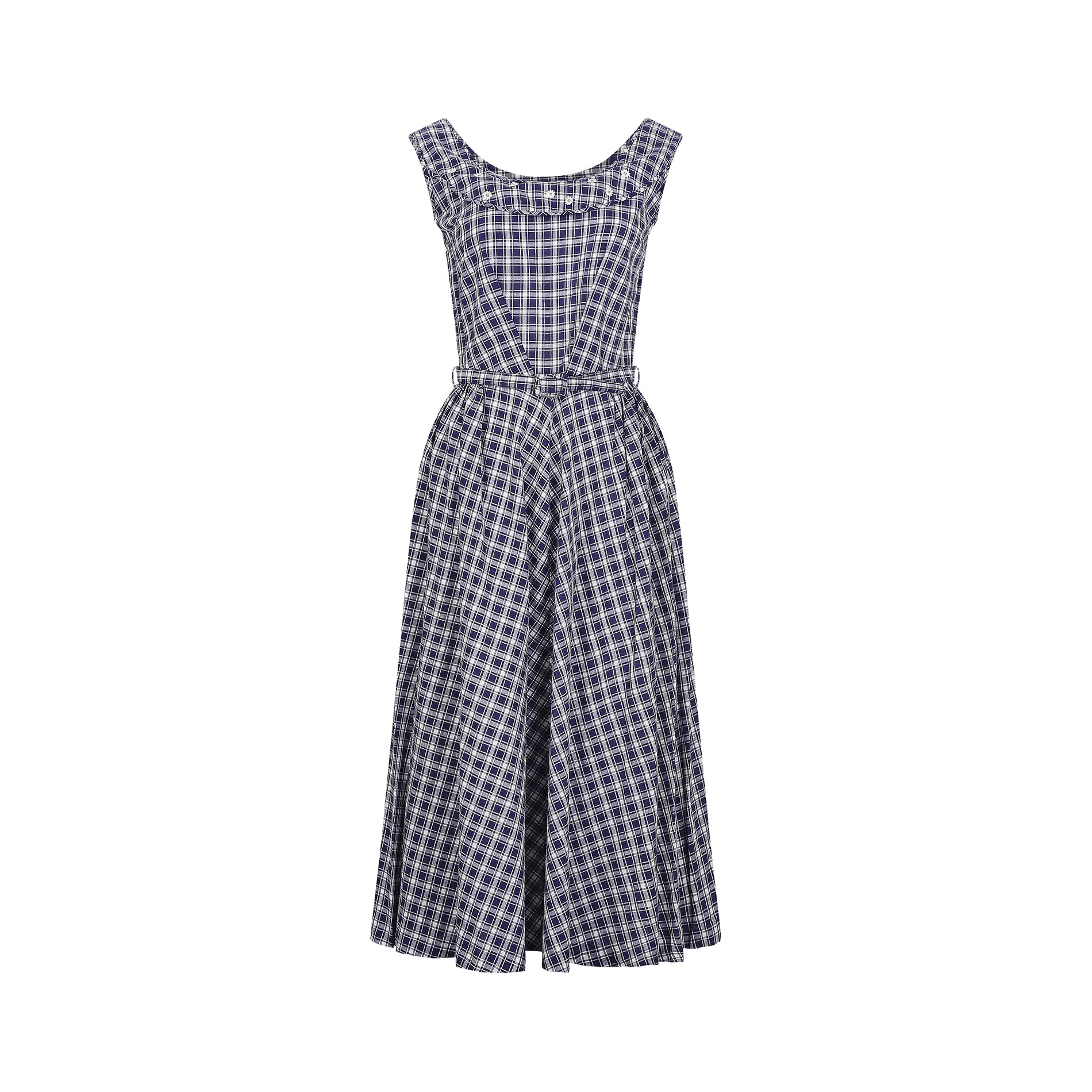 1960s Blue and White Gingham Dress