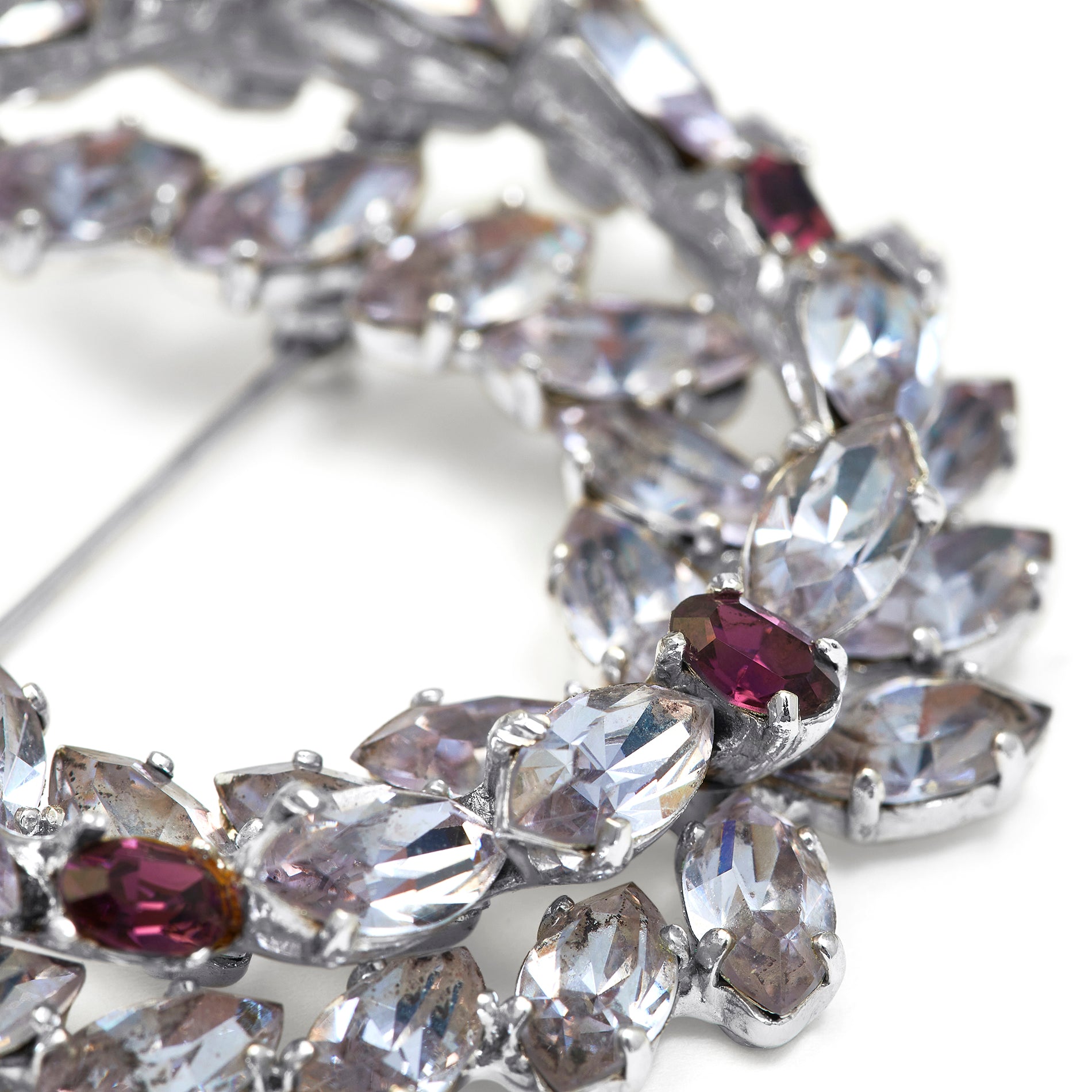 ARCHIVE: 1950s Christian Dior Purple Wreath Brooch and Crystal Earrings Set