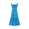 1950s Frank Usher Jacquard Blue and Champagne Evening Dress