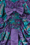 1950s French Couture Floral Silk Dress with Purple Bow