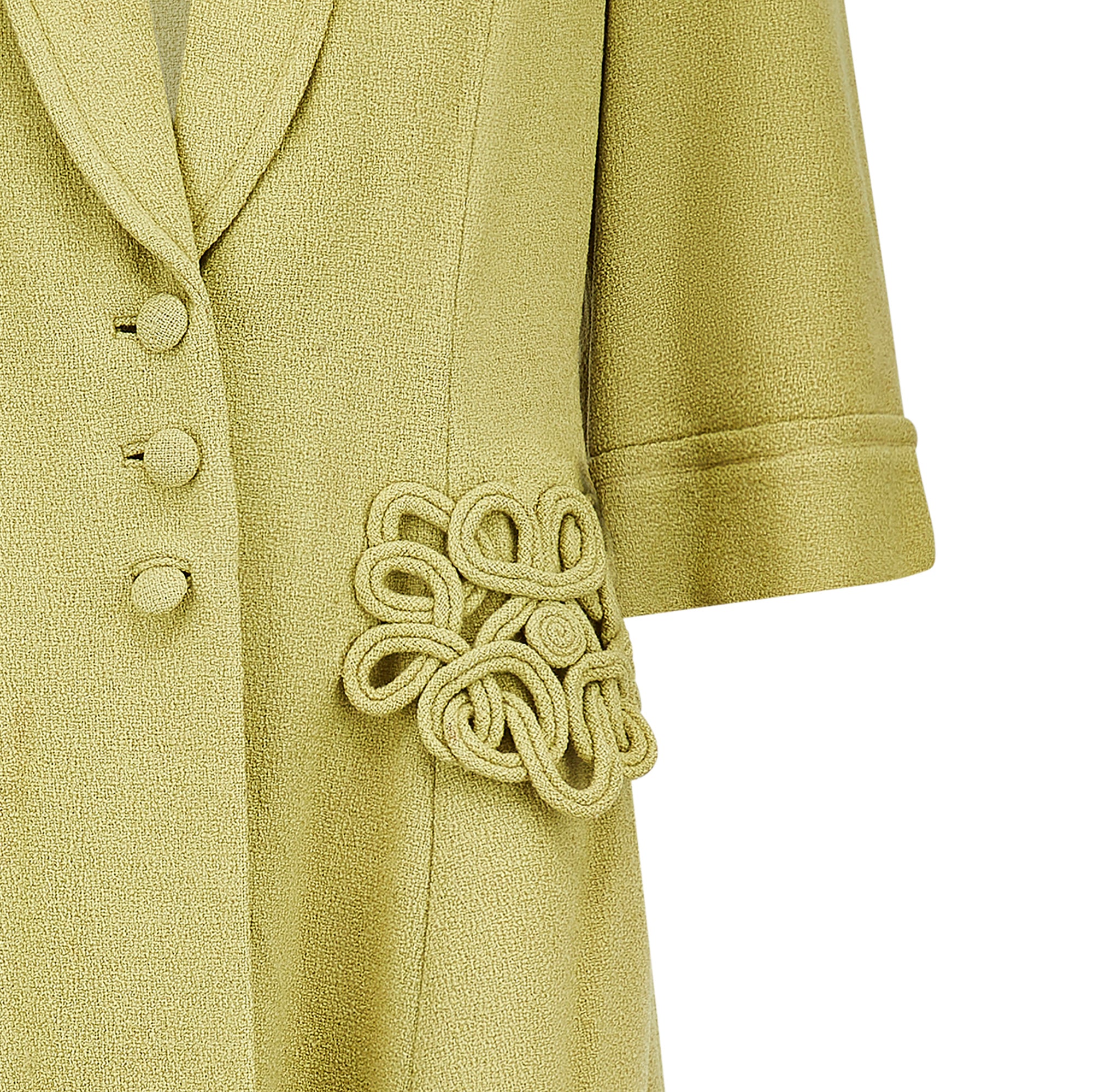 ARCHIVE: 1950s Green Tweed Wool Coat with Ropework Design