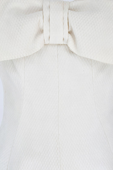 ARCHIVE - 1960s French Haute Couture Cream Bow Bodice Dress