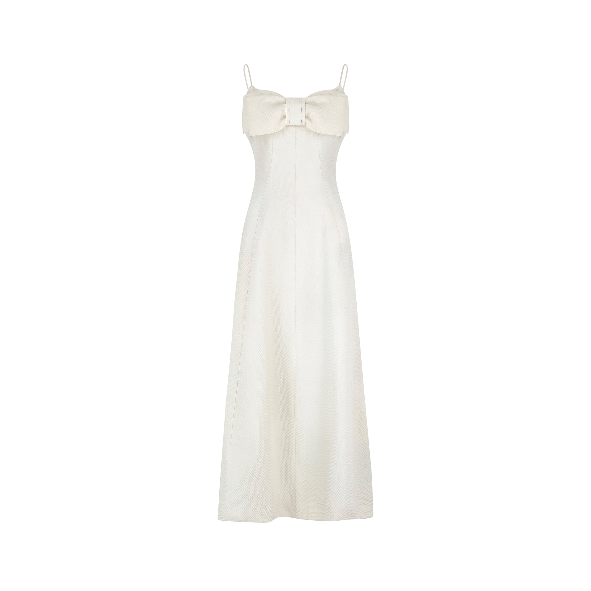 1960s French Haute Couture Cream Bow Bodice Dress