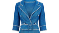 1950s Jacques Esterel Haute Couture Blue Linen Dress Suit