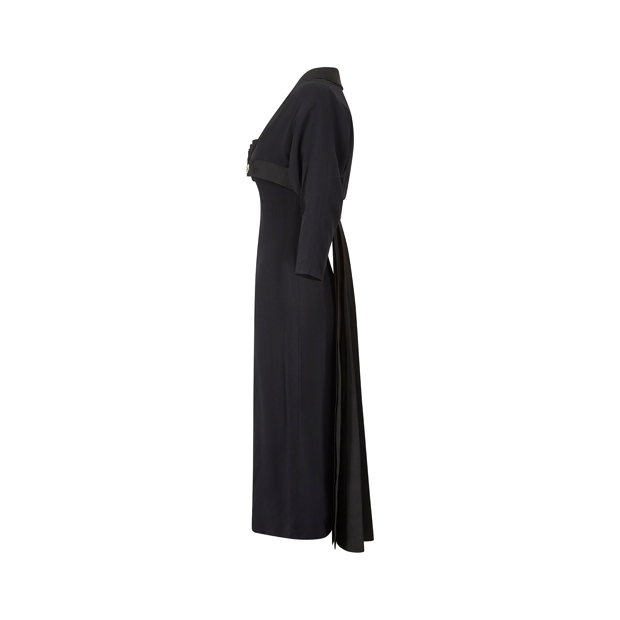 1950s Mr John Couture Black Crepe Shift Dress and Jacket