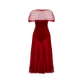 ARCHIVE - 1950s Red Velvet and Swiss Dot Tulle Evening Dress