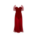 1950s Red Velvet and Swiss Dot Tulle Evening Dress