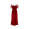 1950s Red Velvet and Swiss Dot Tulle Evening Dress