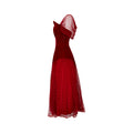 1950s Red Velvet and Swiss Dot Tulle Evening Dress