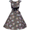 1950s A Dorn Model Rose Print Cotton Dress With Black Velvet Bow