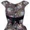 1950s A Dorn Model Rose Print Cotton Dress With Black Velvet Bow