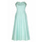 1950s Aquamarine Textured Cotton Dress With Floral Rhinestone Applique