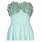 1950s Aquamarine Textured Cotton Dress With Floral Rhinestone Applique