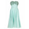 1950s Aquamarine Textured Cotton Dress With Floral Rhinestone Applique